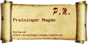 Preininger Magda névjegykártya